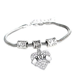 Mom Mother Heart Slider Crystal Bracelet 412